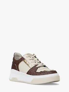 MICHAEL Michael Kors Lexi Mixed-Media Sneaker - Brown - Size 10
